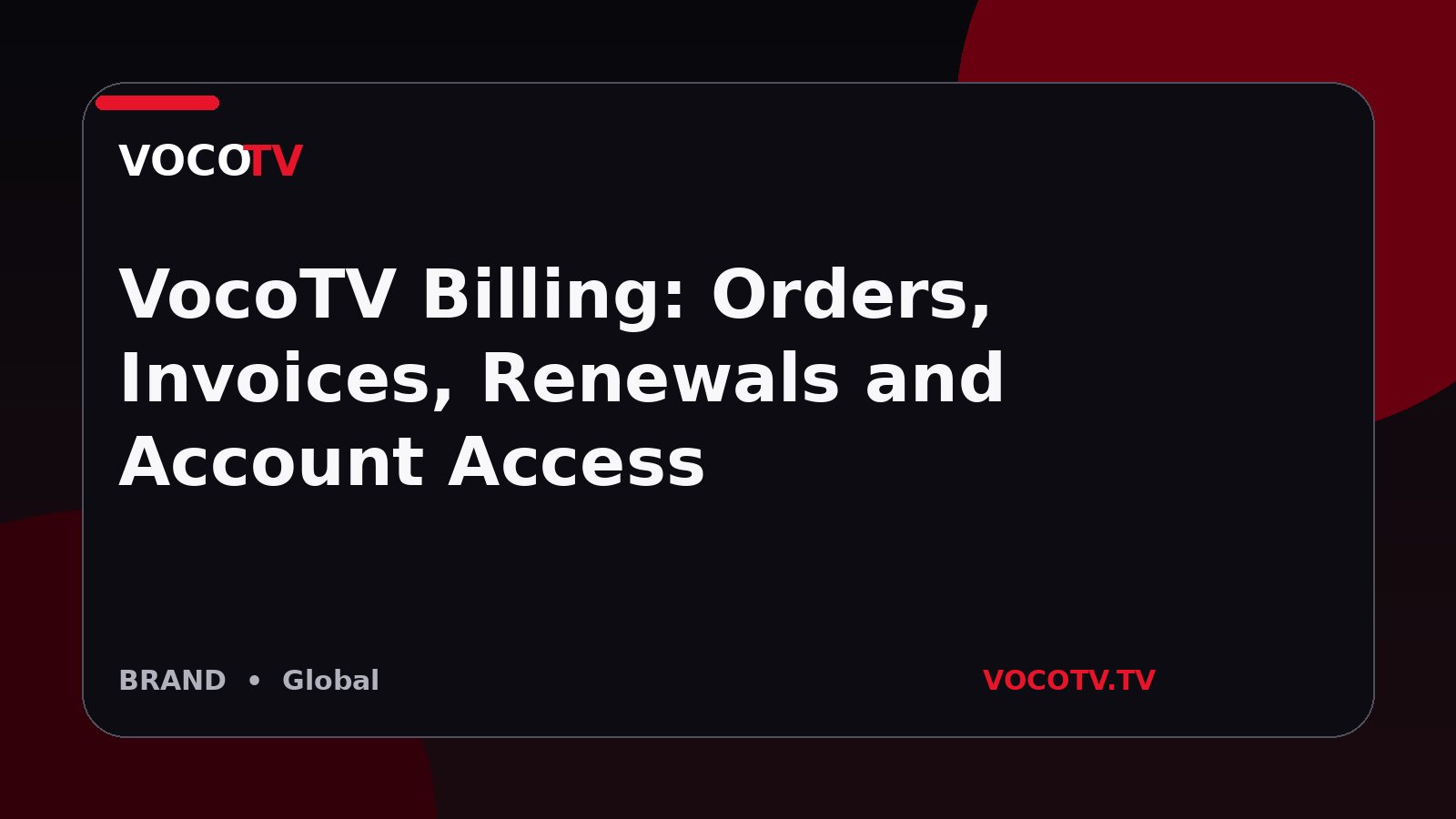 VocoTV Billing: Orders, Invoices, Renewals and Account Access
